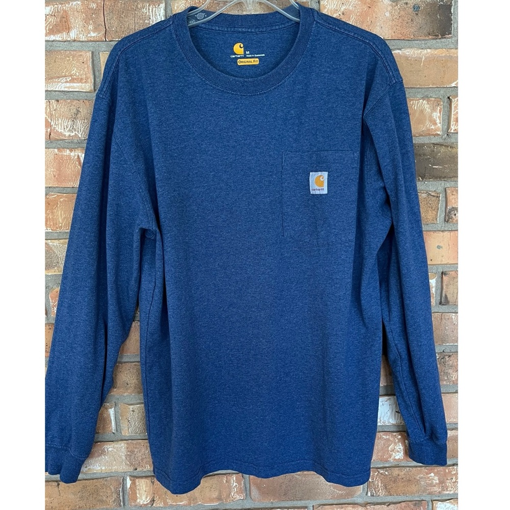 Carhartt Men’s Blue Long Sleeve Original Fit Pocket T-Shirt Size Medium